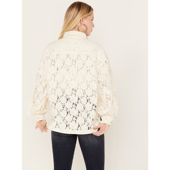 Shyanne NWT XS Lace Fringe Button-Down Shacket Cowgirl Western Stagecoach Rodeo - Picture 4 of 16